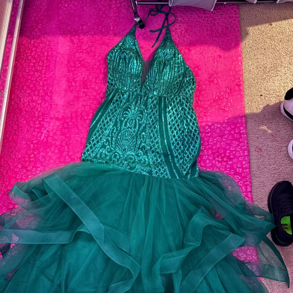 emerald green camille la vie prom dress